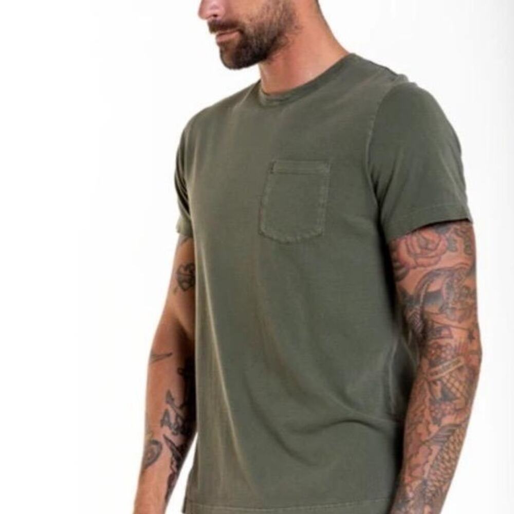 MBX‎ Olive Green Chest Pocket Crew Neck Short Sleeve Classic T Shirt XL Trendy